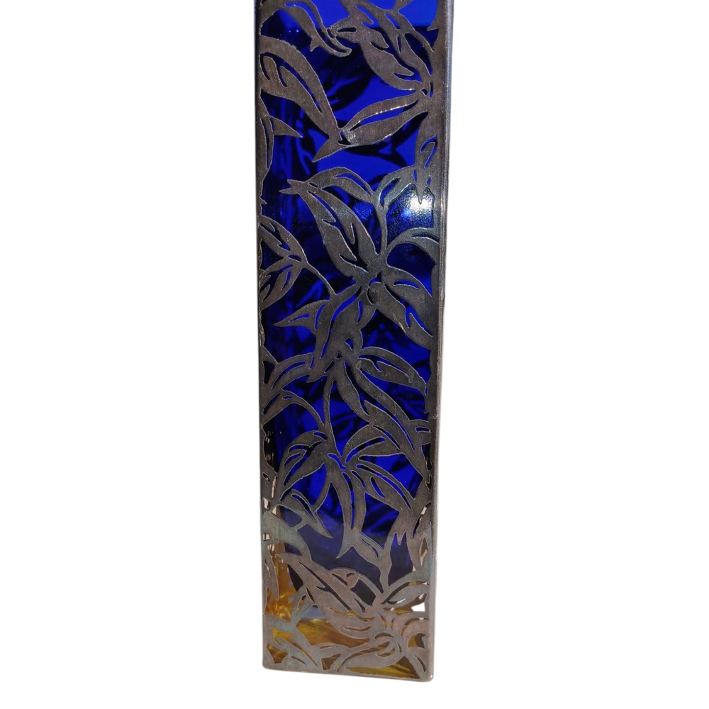 Elegant Blue and Silver Decorative Vase